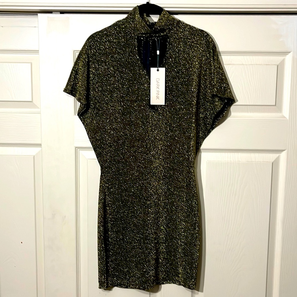 Dark Pink Co Gold Shimmer Mini Dress.  Size-S.  New with Tags.